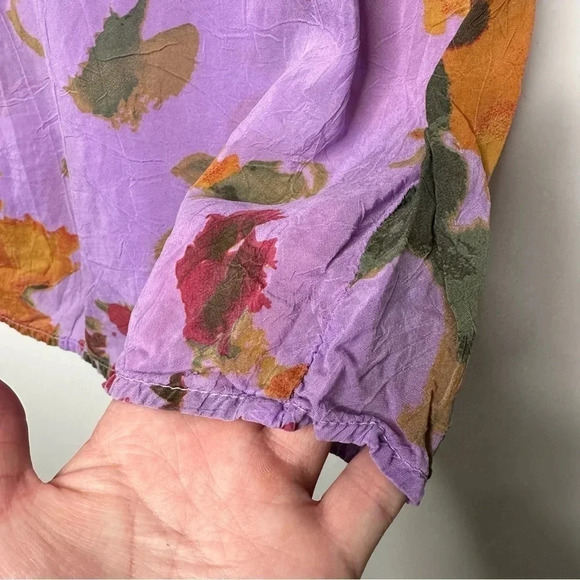 Click by Color Me Cotton Cupro Sleeveless Floral Blouse Size Large - Picture 6 of 8